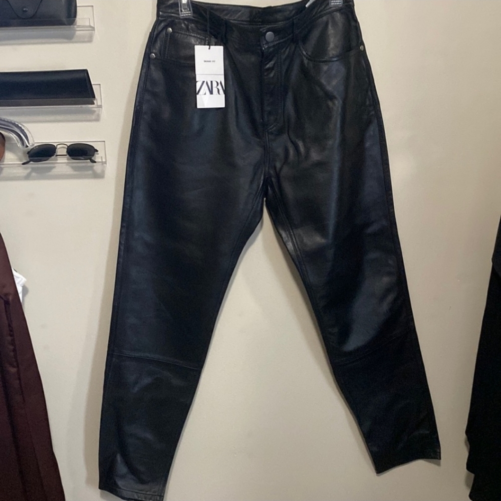 ZARA NWT REAL LEATHER SKINNY FIT PANTS SIZE XL